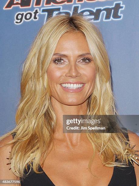 Model/TV personality Heidi Klum attends the "America's Got Talent" season 10 pre-show red carpet at Radio City Music Hall on August 11, 2015 in New...