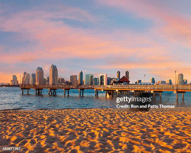 city skyline of san diego, california - california pier stock pictures, royalty-free photos & images