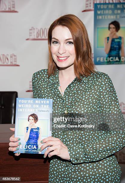 Felicia Day signs copies of her new book "You're Never Weird on the Internet " at Bookends Bookstore on August 11, 2015 in Ridgewood, New Jersey.