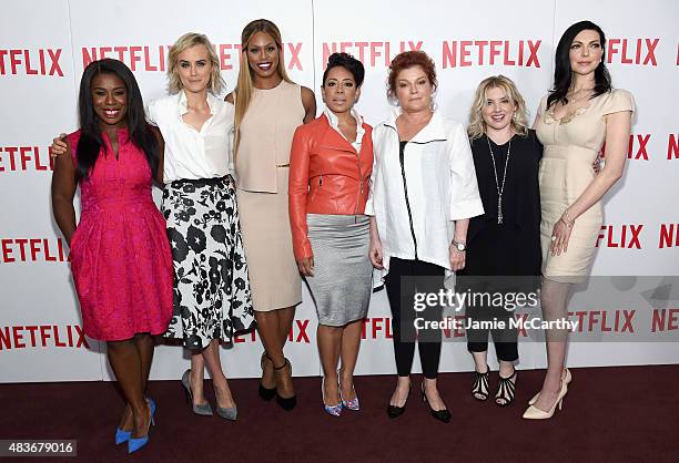 Actresses Uzo Aduba, Taylor Schilling, Laverne Cox, Selenis Leyva, and Kate Mulgrew, casting director Jennifer Euston, and actress Laura Prepon...