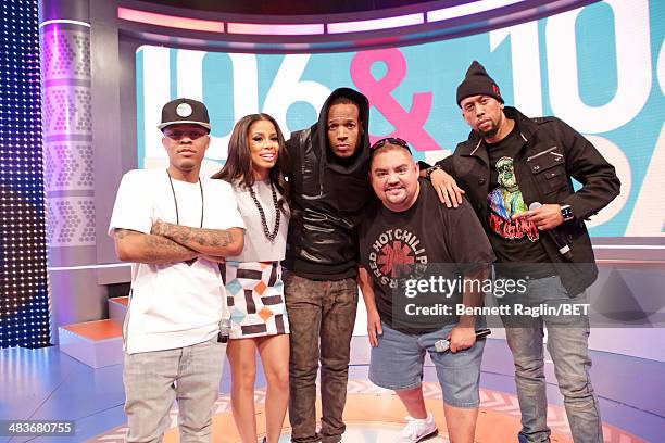 Bow Wow, Keshia Chante, Marlon Wayans, Gabriel Iglesias and Affion Crockett attend 106 & Park at BET studio on April 9, 2014 in New York City.