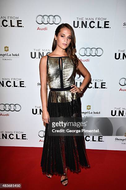 Actress Alicia Vikander attends Warner Bros. Pictures Canada and Audi Canada host a private cocktail reception for the Canadian premiere of "The Man...