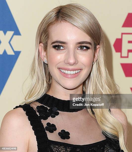 Actress Emma Roberts arrives at the 2015 Summer TCA Tour FOX All-Star Party at Soho House on August 6, 2015 in West Hollywood, California.
