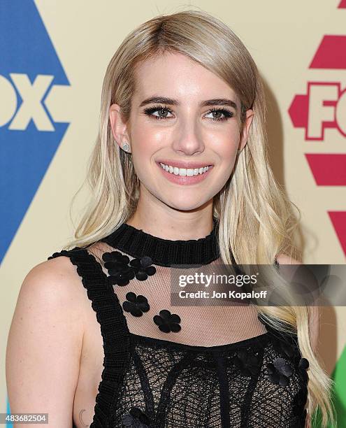 Actress Emma Roberts arrives at the 2015 Summer TCA Tour FOX All-Star Party at Soho House on August 6, 2015 in West Hollywood, California.