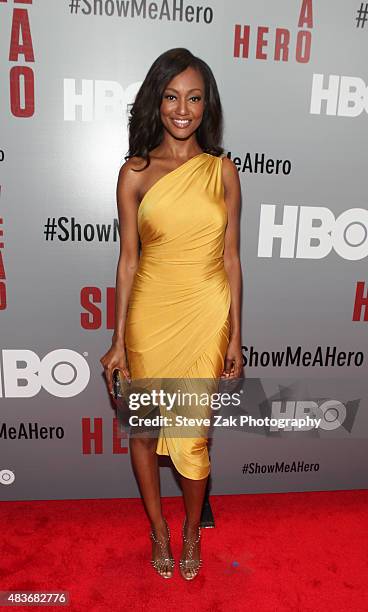 Nichole Galicia attends 'Show Me A Hero' New York screening at The New York Times Center on August 11, 2015 in New York City.