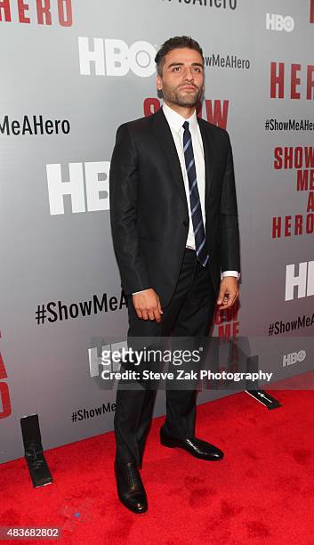 Actor Oscar Isaac attends "Show Me A Hero" New York Premiere at The New York Times Center on August 11, 2015 in New York City.