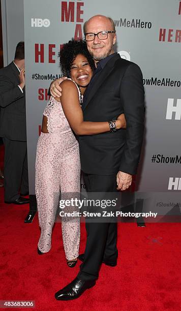 Dominique Fishback and Paul Haggis attend 'Show Me A Hero' New York screening at The New York Times Center on August 11, 2015 in New York City.