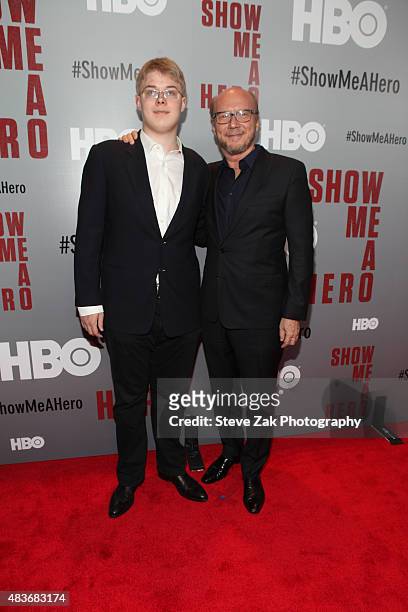 James and Paul Haggis attend "Show Me A Hero" New York Premiere at The New York Times Center on August 11, 2015 in New York City.