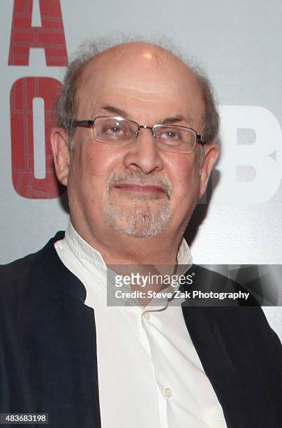 Salman Rushdie attends "Show Me A Hero" New York Premiere at The New York Times Center on August 11, 2015 in New York City.