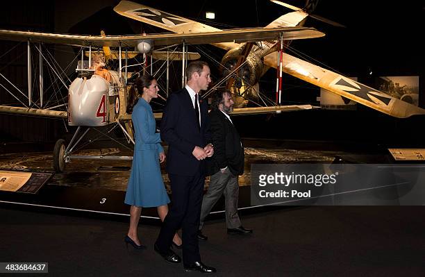 Catherine, Duchess of Cambridge, Prince William, Duke of Cambridge and director Peter Jackson visit Omaka Aviation Heritage Centre on Day 4 of a...