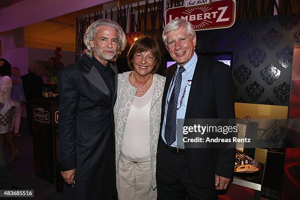 Hermann Buehlbecker, Ulla Schmidt and Paul Schockemoehle attend the FEI European Championship 2015 media night on August 11, 2015 in Aachen, Germany.