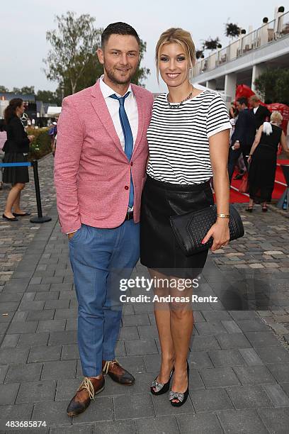 Annica Hansen and Marcel Riegert attend the FEI European Championship 2015 media night on August 11, 2015 in Aachen, Germany.