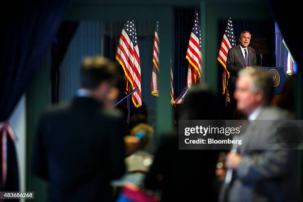 Jeb Bush, former governor of Florida and 2016 Republican presidential candidate, speaks during an event at the Ronald Reagan Presidential Library in...