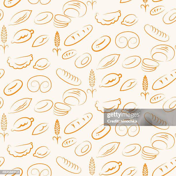 stockillustraties, clipart, cartoons en iconen met bread pattern - ontbijt