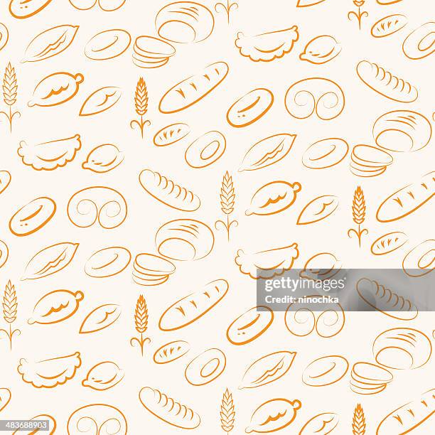 stockillustraties, clipart, cartoons en iconen met bread pattern - stokbrood