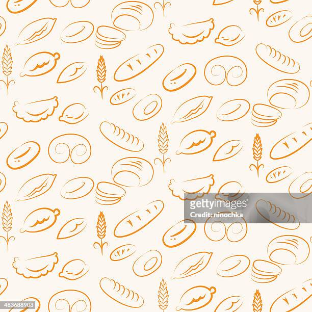 bread pattern - breakfast background stock illustrations