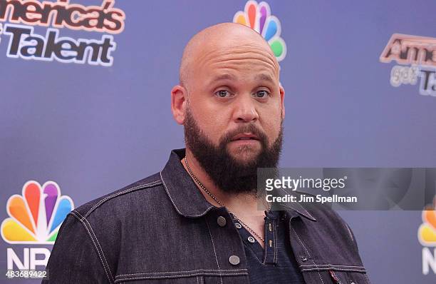 Singer/contestant Benton Blount attends the "America's Got Talent" season 10 pre-show red carpet at Radio City Music Hall on August 11, 2015 in New...
