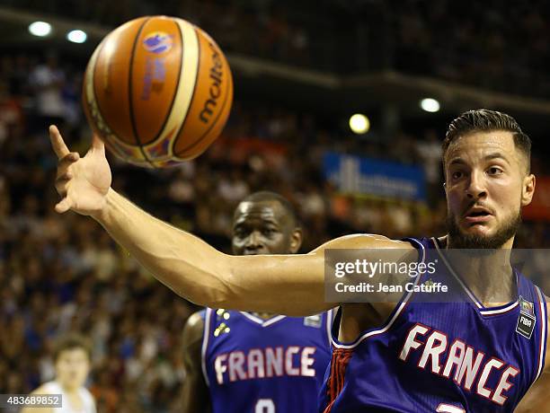 Joffrey Lauvergne of France in action during the international friendly basketball match between France and Russia in preparation of Euro Basket 2015...