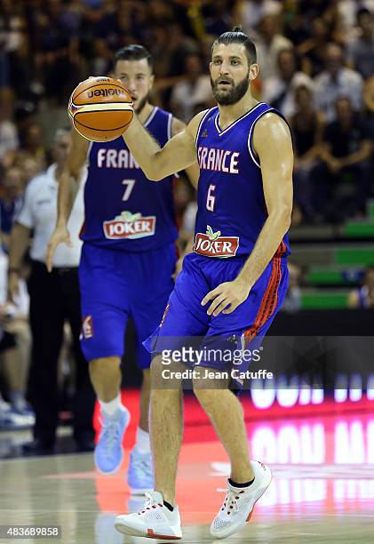 Antoine Diot of France in action during the international friendly basketball match between France and Russia in preparation of Euro Basket 2015 at...