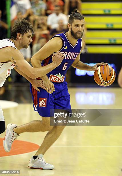 Antoine Diot of France in action during the international friendly basketball match between France and Russia in preparation of Euro Basket 2015 at...