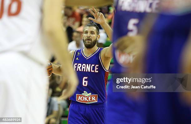 Antoine Diot of France in action during the international friendly basketball match between France and Russia in preparation of Euro Basket 2015 at...