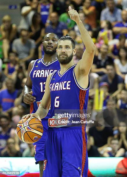 Antoine Diot of France in action during the international friendly basketball match between France and Russia in preparation of Euro Basket 2015 at...