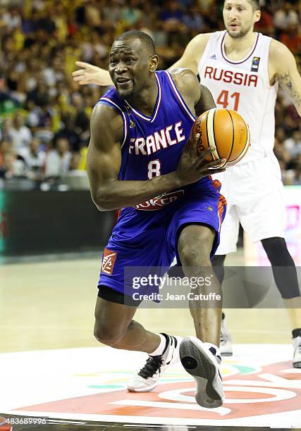 Charles Kahudi of France in action during the international friendly basketball match between France and Russia in preparation of Euro Basket 2015 at...