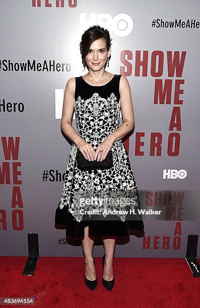 Actress Winona Ryder attends the "Show Me A Hero" New York screening at The New York Times Center on August 11, 2015 in New York City.