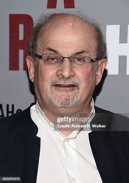 Salman Rushdie attends the "Show Me A Hero" New York screening at The New York Times Center on August 11, 2015 in New York City.