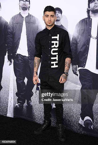 Zayn Malik attends the premiere of "Straight Outta Compton" at Microsoft Theater on August 10, 2015 in Los Angeles, California.