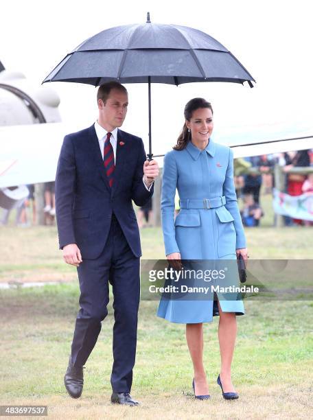 Catherine, Duchess of Cambridge and Prince William, Duke of Cambridge attend the "Knights of the Sky" exhibition at Omaka Aviation Heritage Centre in...