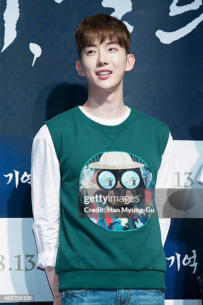 Jo Kwon of South Korean boy band attends the VIP screening for "Memories Of The Sword" on August 11, 2015 in Seoul, South Korea. The film will open...