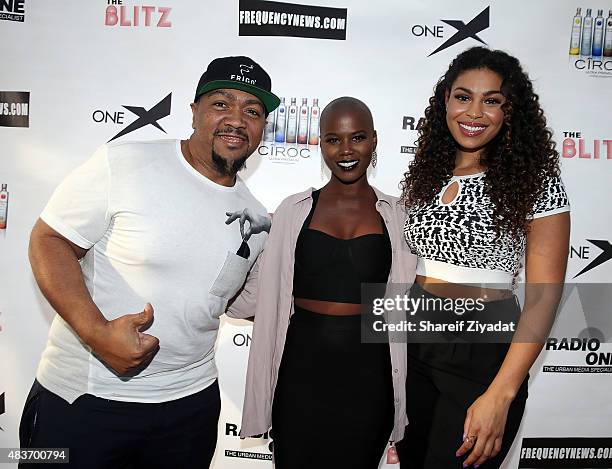 Timbaland, V. Bozeman and Jordin Sparks at Stage 48 on August 11, 2015 in New York City.