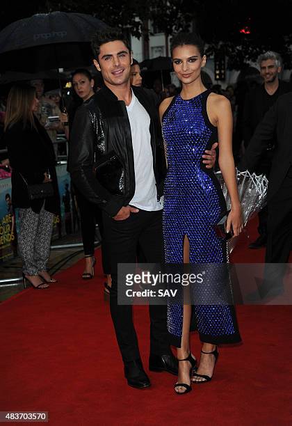 Zac Efron and Emily Ratajkowski arrive for the European Premiere of We Are Your Friends at The Ritzy Cinema in Brixton on August 11, 2015 in London,...