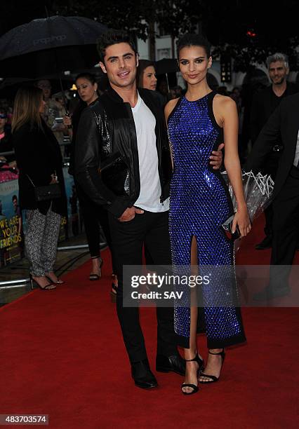 Zac Efron and Emily Ratajkowski arrive for the European Premiere of We Are Your Friends at The Ritzy Cinema in Brixton on August 11, 2015 in London,...