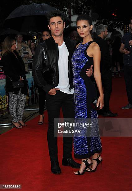 Zac Efron and Emily Ratajkowski arrive for the European Premiere of We Are Your Friends at The Ritzy Cinema in Brixton on August 11, 2015 in London,...