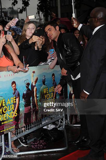 Zac Efron arrives at the film premiere of We Are Your Friends at thr Ritzy Cinema in Brixton on August 11, 2015 in London, England.