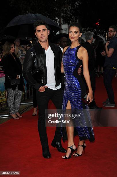 Zac Efron and Emily Ratajkowski arrive for the European Premiere of We Are Your Friends at The Ritzy Cinema in Brixton on August 11, 2015 in London,...