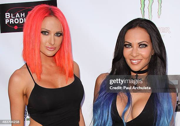 Singers of the Metal Band Butcher Babies Heidi Shepherd and Carla Harvey attend the premiere of "Alleluia! The Devil's Carnival" at the Egyptian...