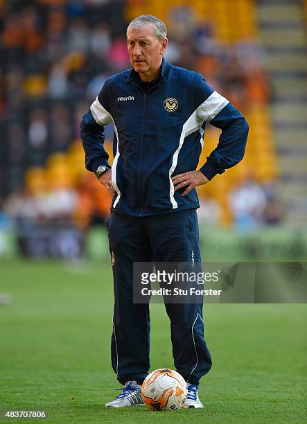 Newport manager Terry Butcher reacts before the Capital One Cup First Round match between Wolverhampton Wanderers and Newport County at Molineux on...