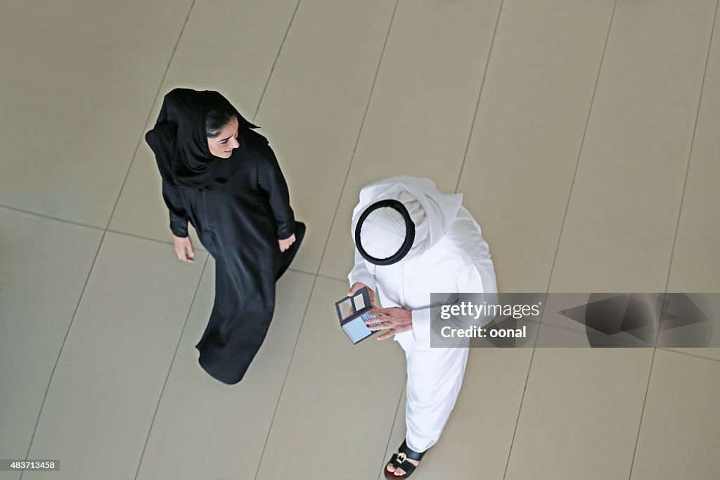 Arab couple from the top view