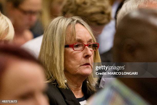 June Steenkamp , Reeva Steenkamp's mother looks on while attending the trial of South African paralympic athlete and murder-accused Oscar Pistorius...