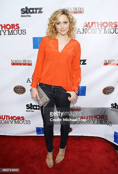 Annie Tedesco arrives at the Los Angeles premiere of "Authors Anonymous" held at The Crest on April 9, 2014 in Los Angeles, California.