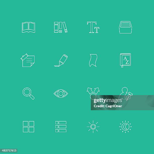 e-book reading icons - paper note icon stock illustrations