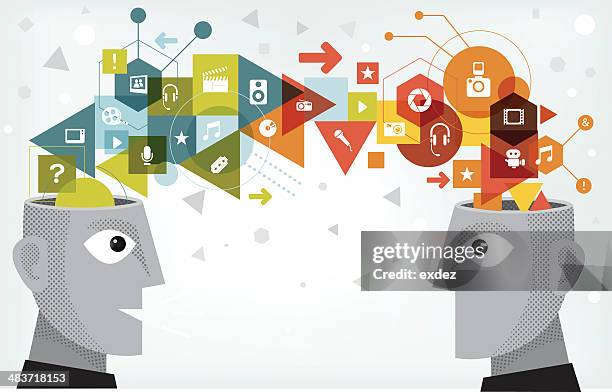 multimedia-gedanken teilen - multimedia stock-grafiken, -clipart, -cartoons und -symbole