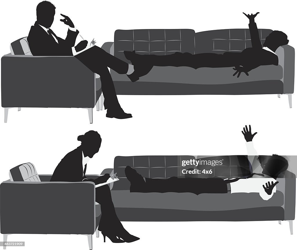 Business executives on couch