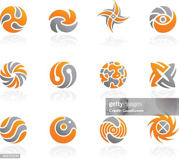 abstrakte icons set - windrad stock-grafiken, -clipart, -cartoons und -symbole