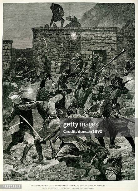 vierte black mountain-expedition - pakistanische nordwestprovinz stock-grafiken, -clipart, -cartoons und -symbole