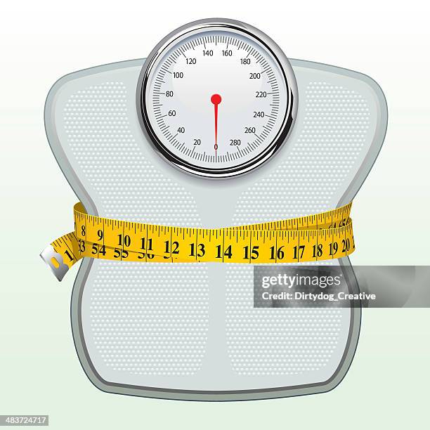 stockillustraties, clipart, cartoons en iconen met weighing scales & tape measure - waist