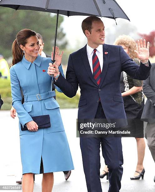 Catherine, Duchess of Cambridge and Prince William, Duke of Cambridge attend the "Knights of the Sky" exhibition at Omaka Aviation Heritage Centre in...